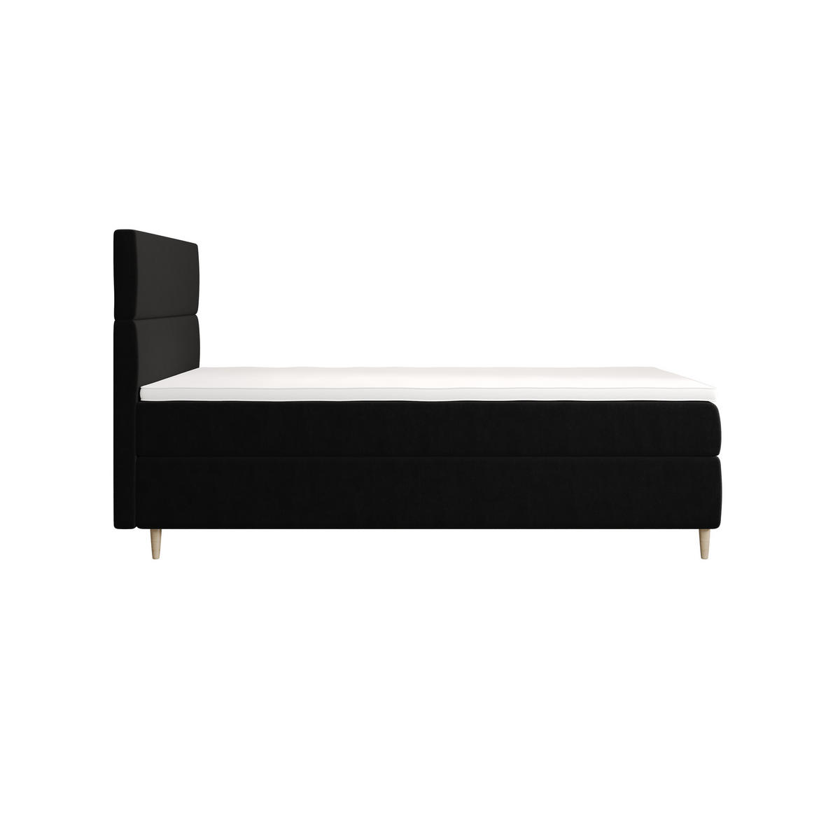 BOXBETT FLO 90x200 Itaka 15, mit Matratze H3, Bonell und Topper, Schwarz - Schwarz, Holz/Textil (90/200cm) - Bedante