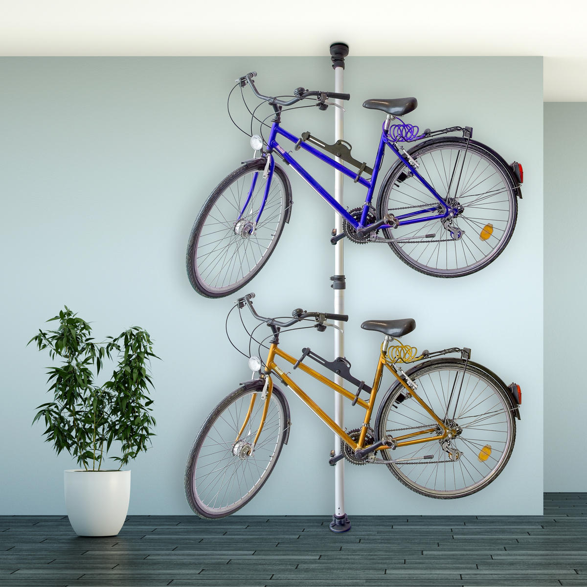 FAHRRADHALTERUNG Silber Teleskop für 2 Fahrräder - Silberfarben, Kunststoff/Textil (30/340/5cm) - Relaxdays