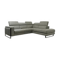 ECKSOFA Marchesi Echtleder Perlgrau - Hellgrau, Leder/Metall (257/80/220cm)