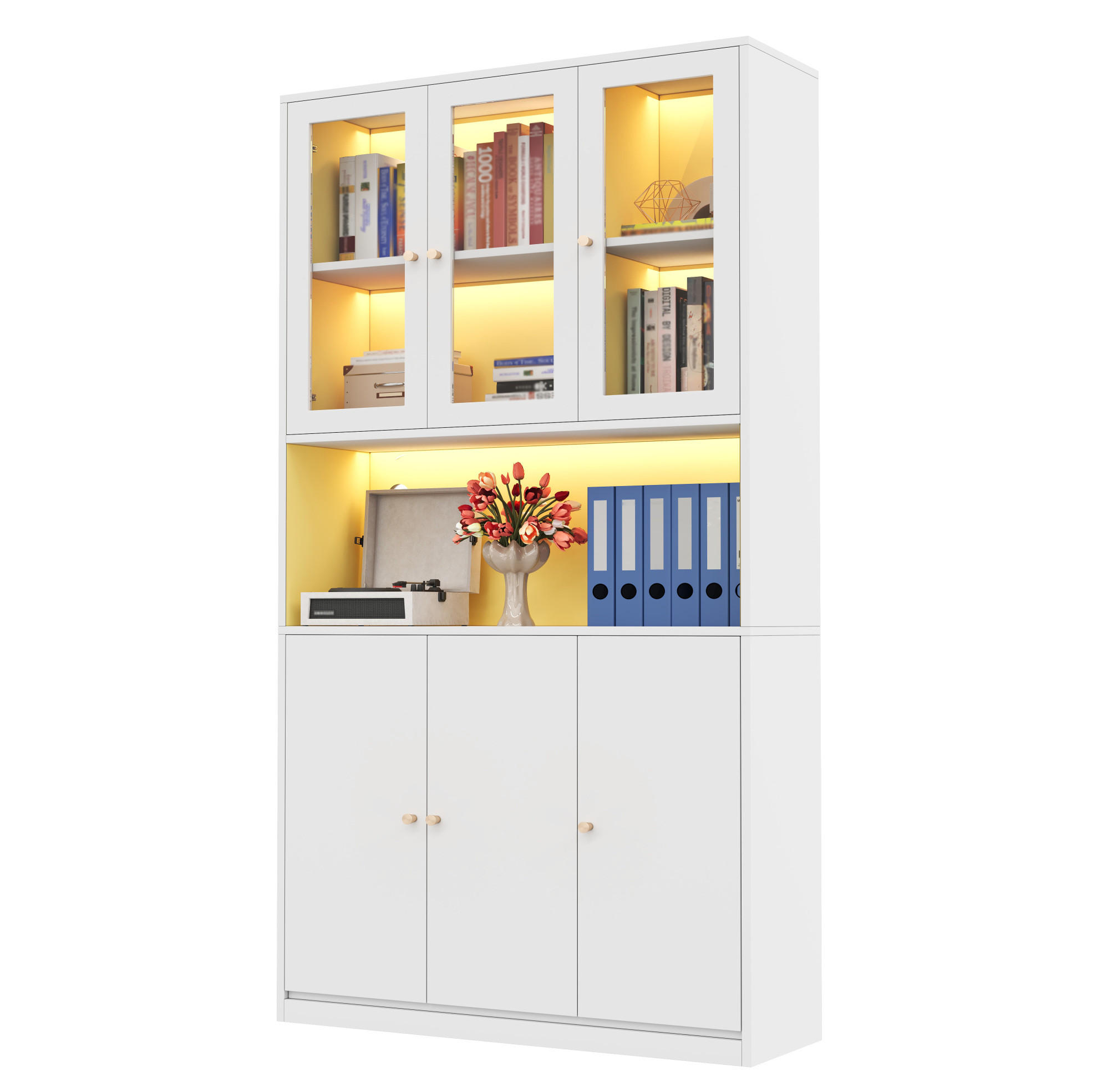 HIGHBOARD 100/200/35 cm Weiß aus MDF mit LED-Beleuchtung - Weiß, Holzwerkstoff (35/200/100cm) - OKMYHOME