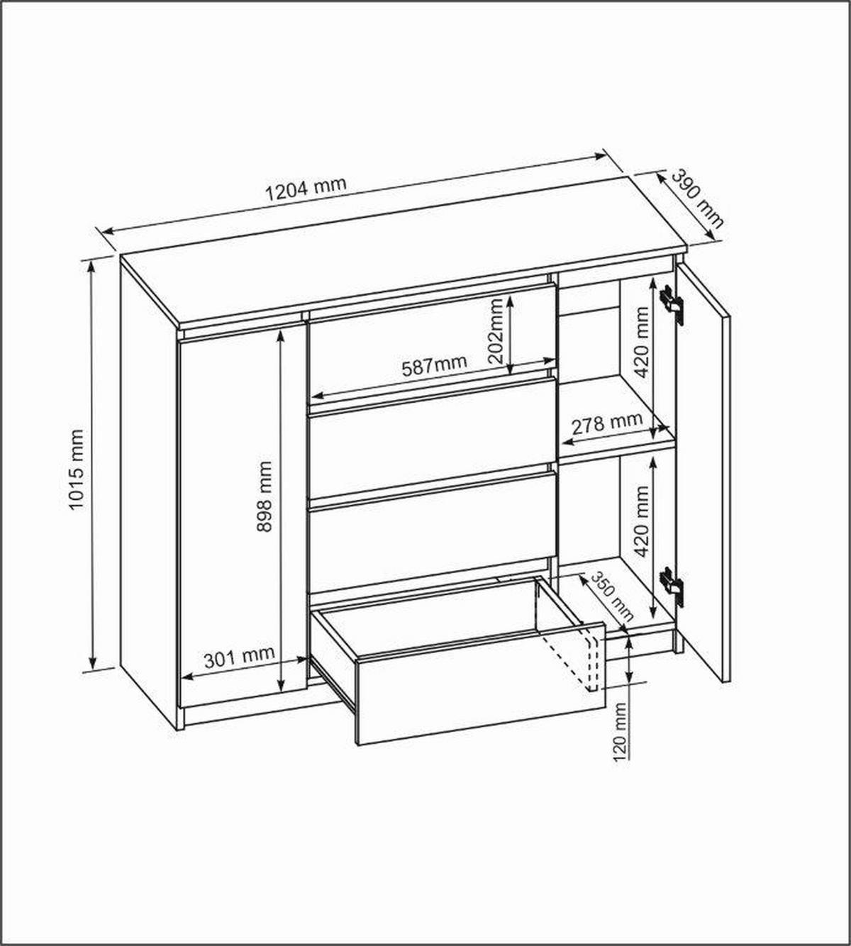KOMMODE Sonoma 120/102/39 - Sonoma Eiche, Holzwerkstoff (120/102/39cm) - RAUMHIRSCH FURNITURE