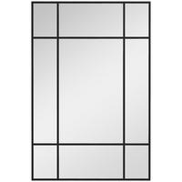 WANDSPIEGEL DE-14347 Fensterstil mit 4 Haken Schwarz - Schwarz, Glas (90/60/2cm) - ComfortXL
