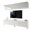 WOHNWÄNDE AURA PUSH-OPEN Weiß Hochglanz mit LED-Beleuchtung – Füße in Gold - Weiß Hochglanz/Goldfarben, Holzwerkstoff (200/49/40cm) - Lookway