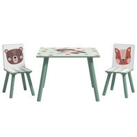KINDER-SITZGRUPPE DE-10352 1 Tisch und 2 Stühle mit Tiermotiv Grün - Grün, Holzwerkstoff (60/44/60cm) - ComfortXL