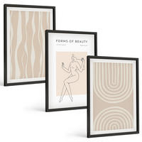 BILDER SET 3er Set - 40x60 cm Schwarzer Rahmen - Abstrakte Boho-Dekorationen - Schwarz, Kunststoff (40/60cm) - TULUP