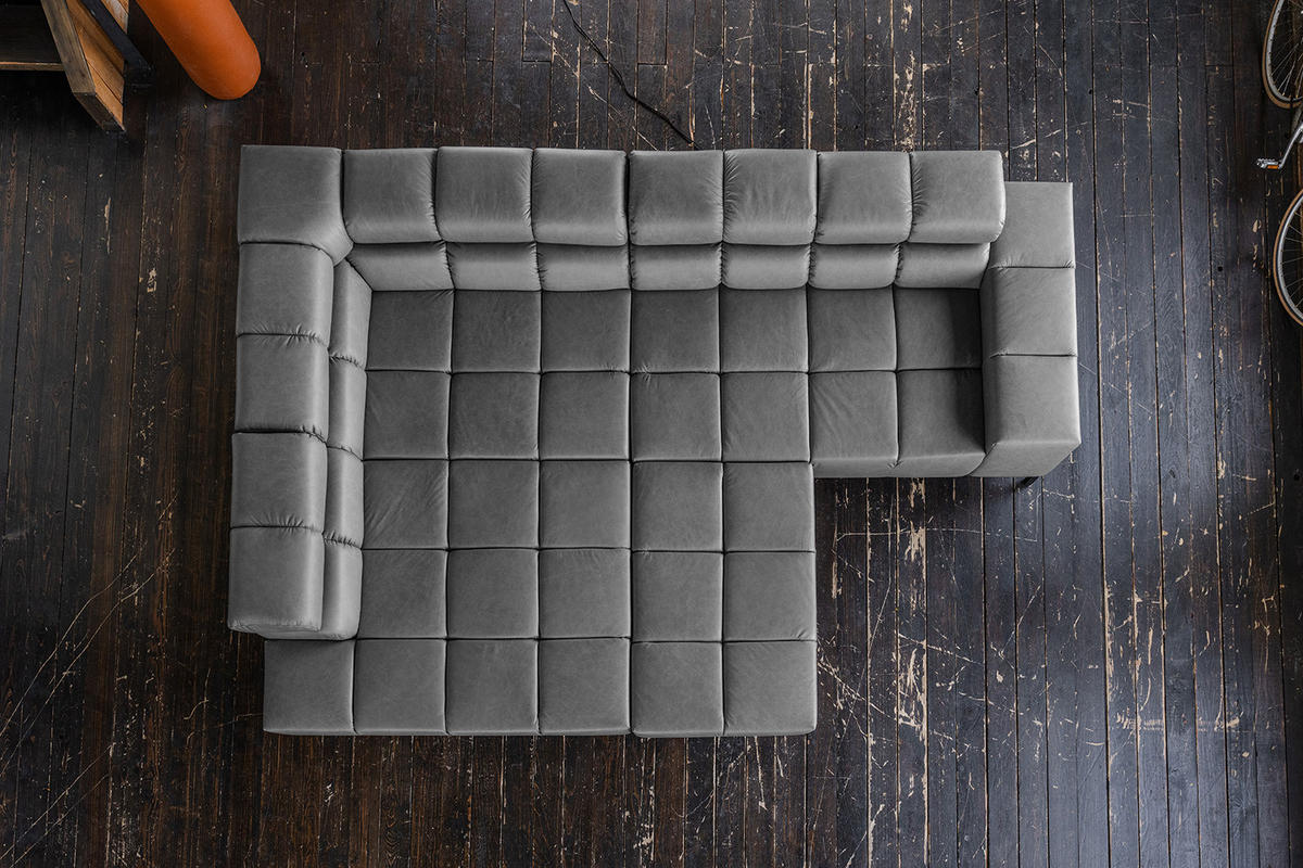 ECKSOFA NELSON Anthrazit Leder - Anthrazit/Schwarz, Leder/Metall (321/216cm) - KAWOLA
