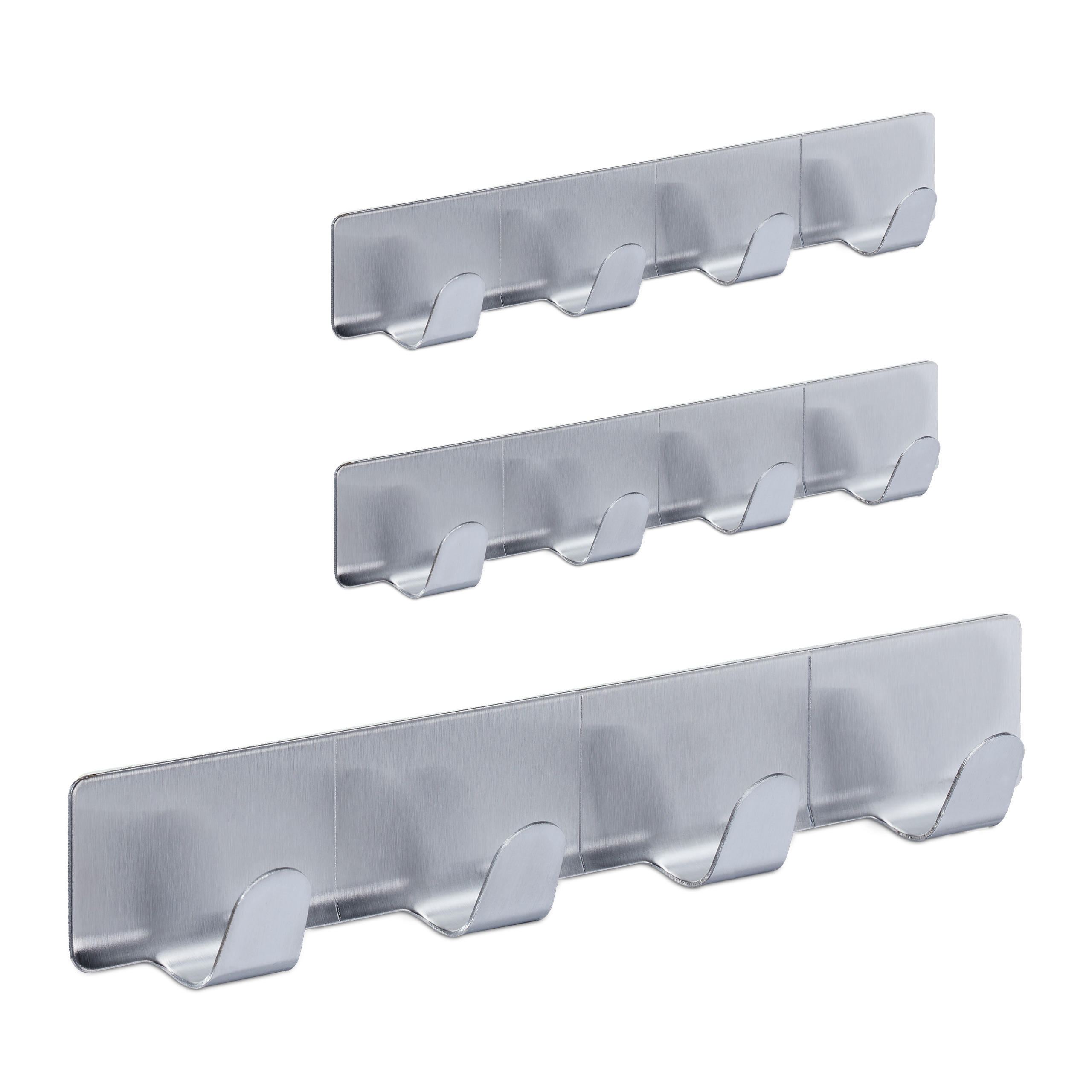 KROKLIST Silver 3-pack sj&auml;lvh&auml;ftande 4 krokar Silverf&auml;rgad 2.5/16/2 cm