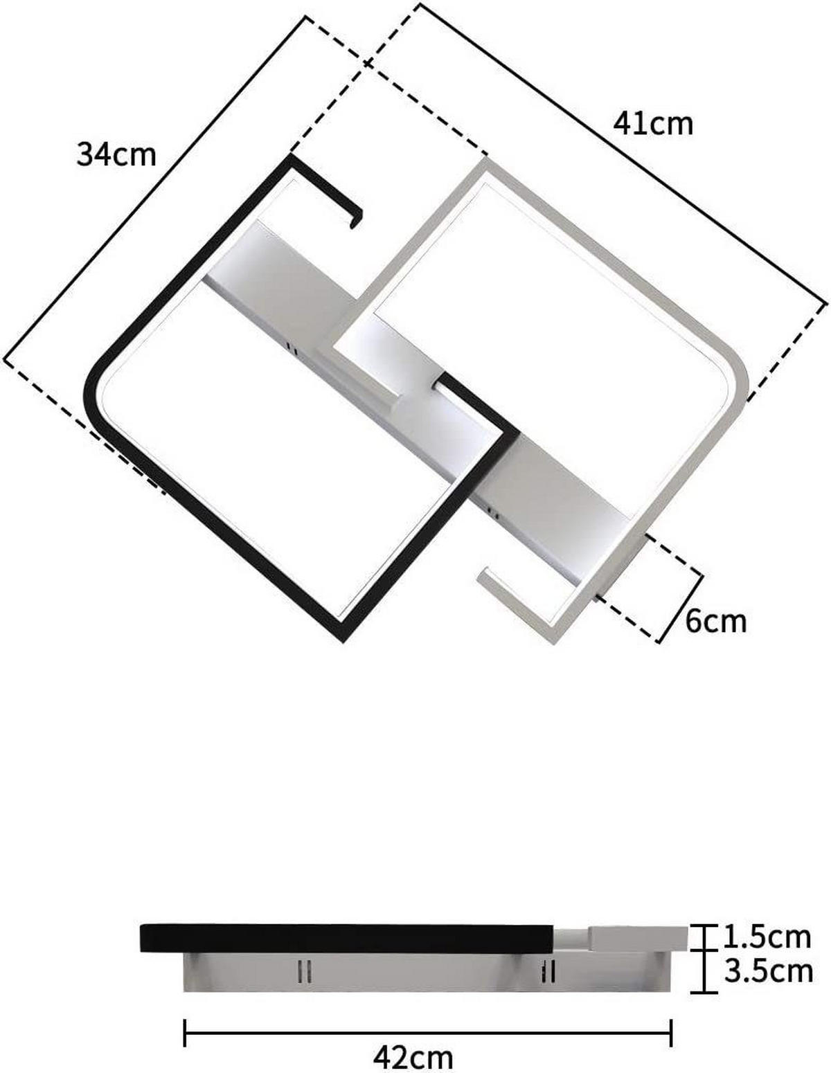 LED-DECKENLEUCHTE Ottilie 41/34/5 cm - Schwarz, Metall (41/34/5cm) - Nettlife