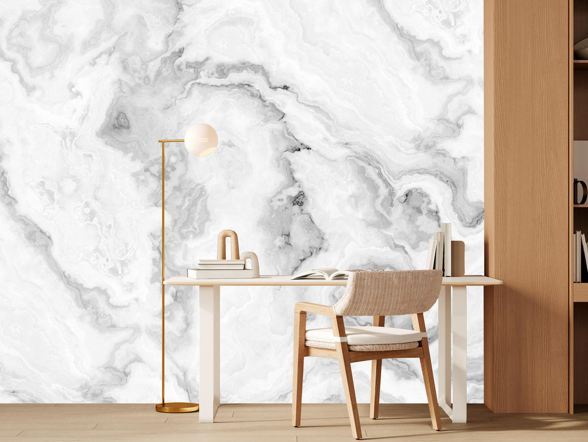 FOTOTAPETE für Wohnzimmer Abstraktion Grauer Marmor Wand 200x140 - Grau, Papier (200/140cm) - Muralo