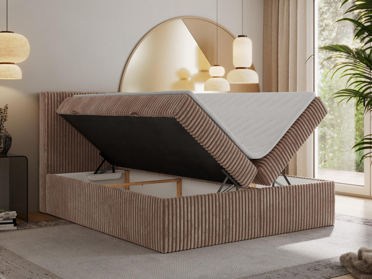 BOXBETT TILIANO 140/200 - Braun Cord - H3 - Braun, Textil (140/200cm) - MKS