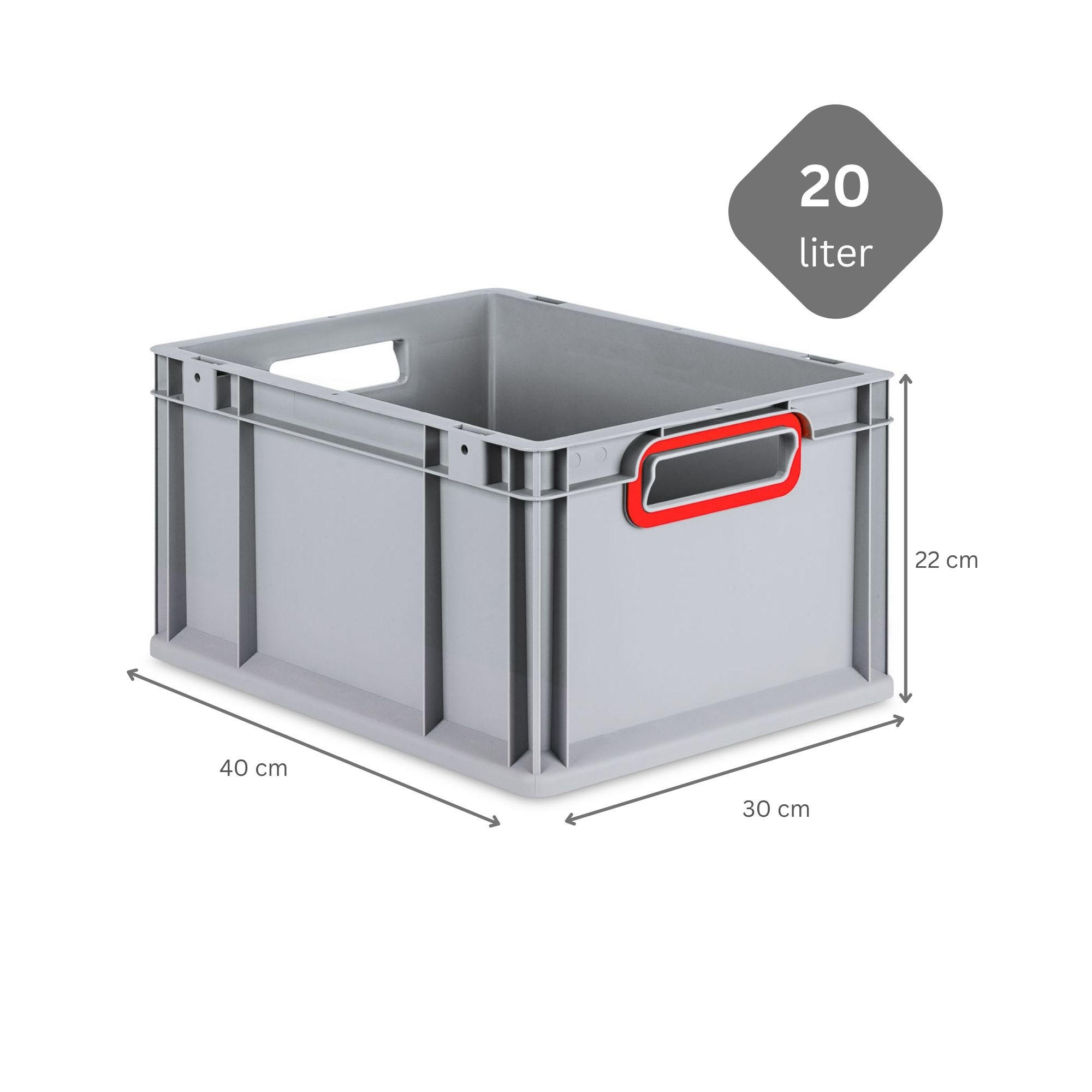 EUROBOX 5x Nextgen Color 22x30x40cm 20 Liter Griffe Rot Offen - Rot, Kunststoff (30/22/40cm) - PROREGAL
