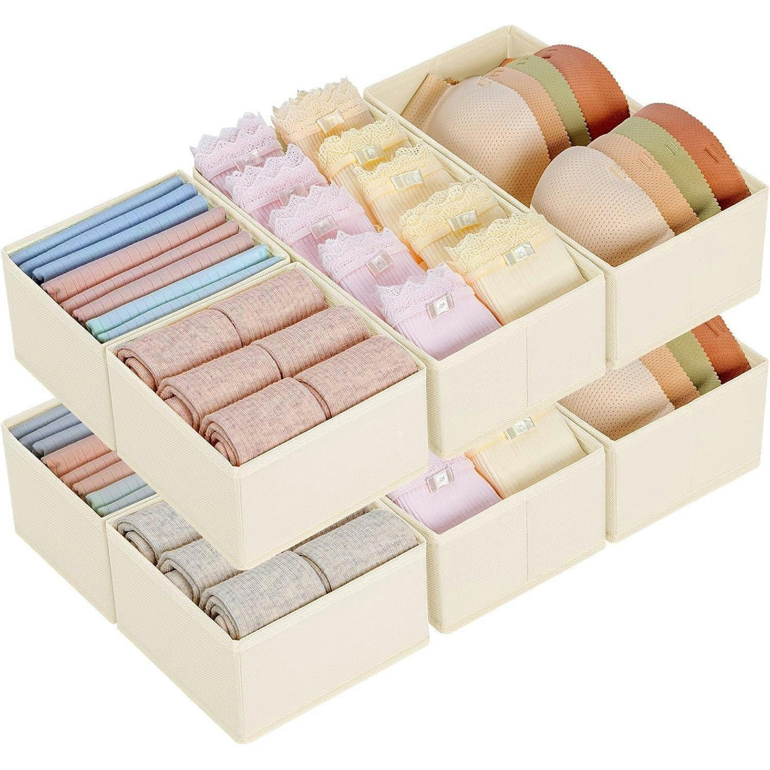 SCHUBLADEN Organizer 8-teiliges Set Klassisches Beige - Multicolor, Textil (15/9/30cm)