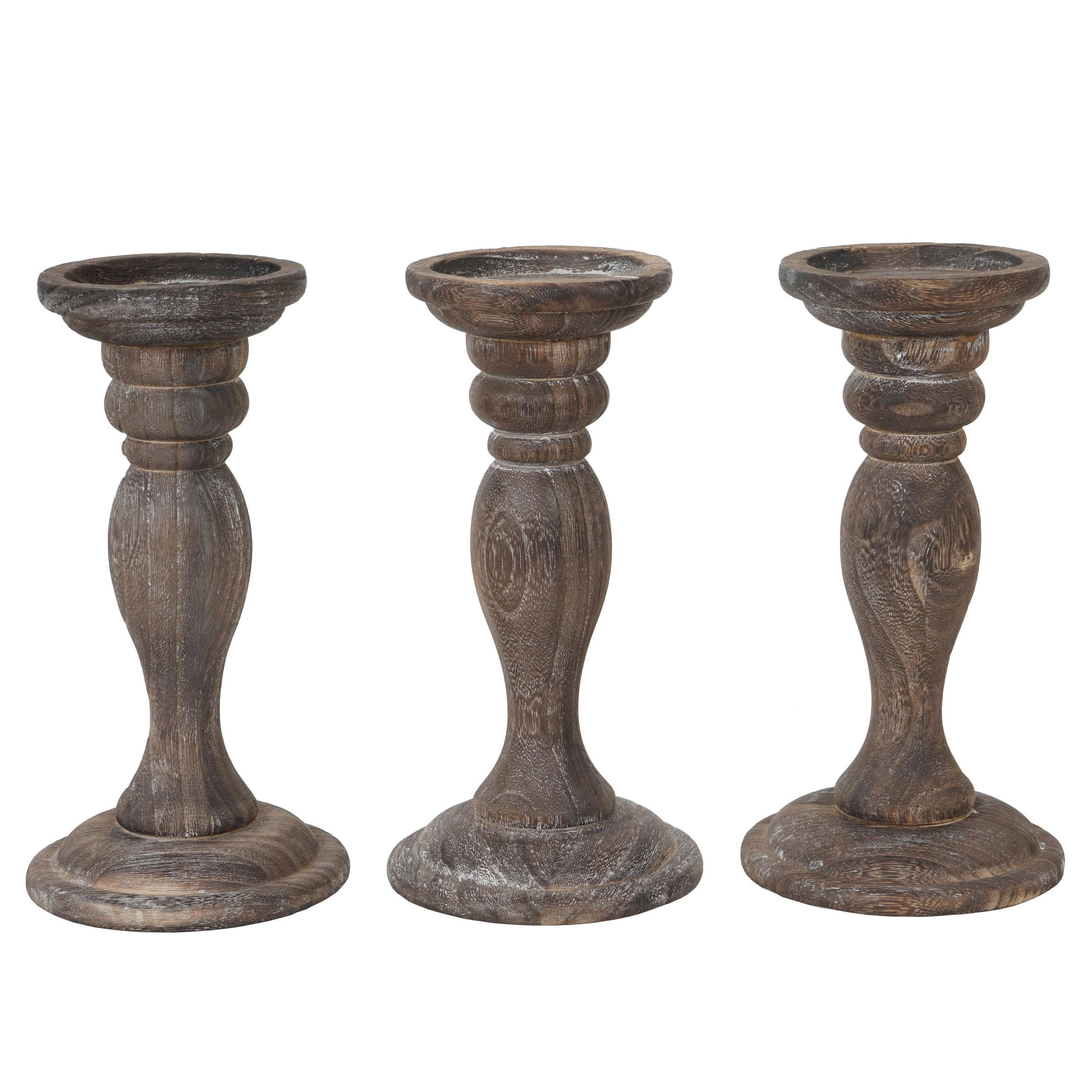 KERZENSTÄNDER 3ER-SET Braun - Braun, Holz (12/24/12cm) - MCW