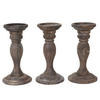 KERZENSTÄNDER 3ER-SET Braun - Braun, Holz (12/24/12cm) - MCW