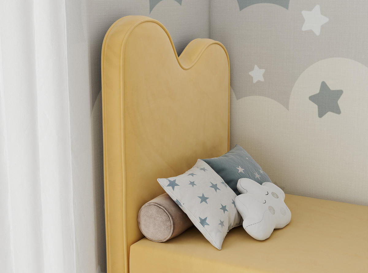 BOXBETT FLOW 90/180 Gelb Velvet - H3 - Gelb, Holz/Textil (90/180cm) - MKS
