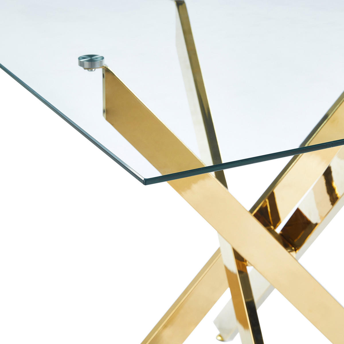 ESSTISCH mit Glasplatte und Metallgestell Golden - Goldfarben, Metall (80/80/75cm) - Meubliv