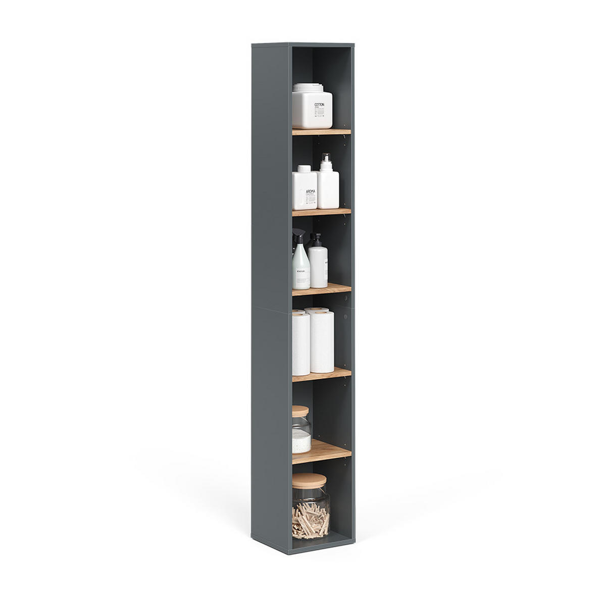HOCHSCHRANK Viktor Anthrazit/Goldkraft Eiche 30 x 188.6 cm - Honigeiche/Anthrazit, Holzwerkstoff (30/188.6/27.3cm) - Vicco