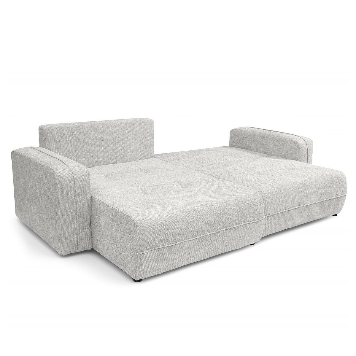 ECKSOFA mit Schlaffunktion - 244 cm - Silberfarben/Schwarz, Kunststoff/Textil (244/145cm) - home24