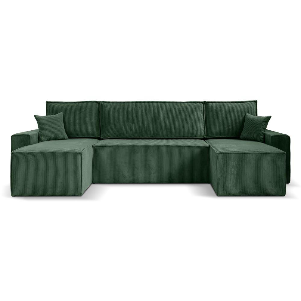 Beautysofa SEDACÍ SOUPRAVA Hektor U s funkcí spaní, 318 cm, tmavě zelená