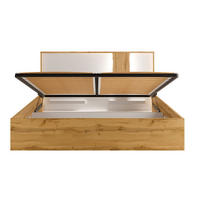 DOPPELBETT Wood Eiche Wotan / weiß Hochglanz 190 / 206 / 102cm - Weiß Hochglanz/Eichefarben, Holz/Holzwerkstoff (180/200cm) - Feldmann-Wohnen