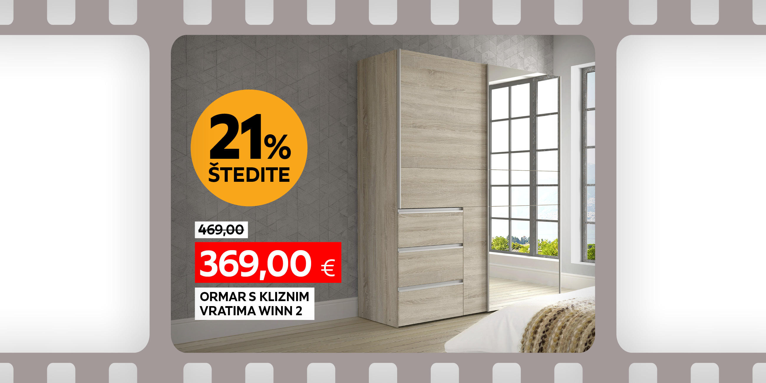 ormar s kliznim vratima Winn 2 umjesto 469,00 € nova cijena 369,00 € Štedite 21%