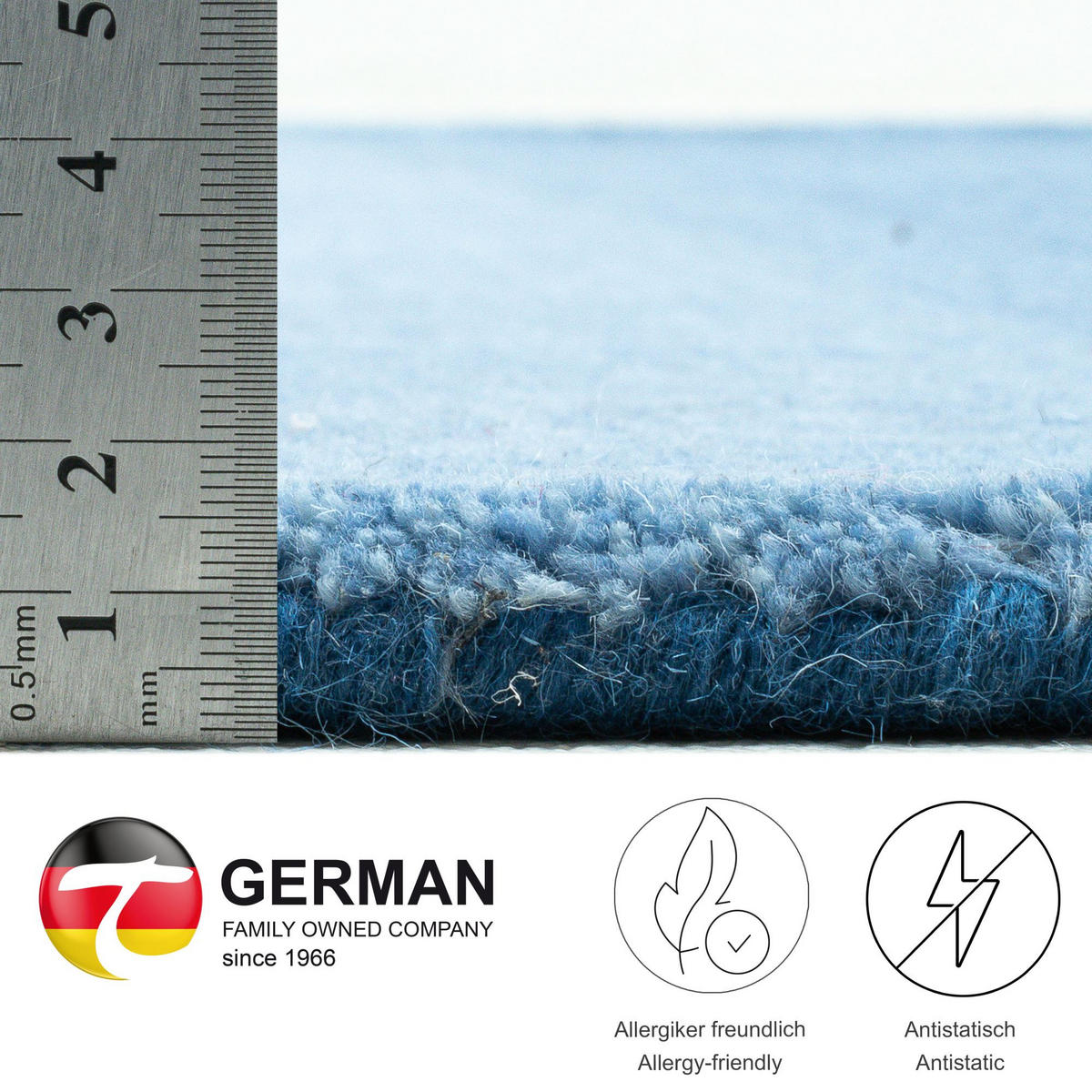 TUFTTEPPICH Wool Comfort 190x290 cm - Blau, Textil (190/290cm) - THEKO