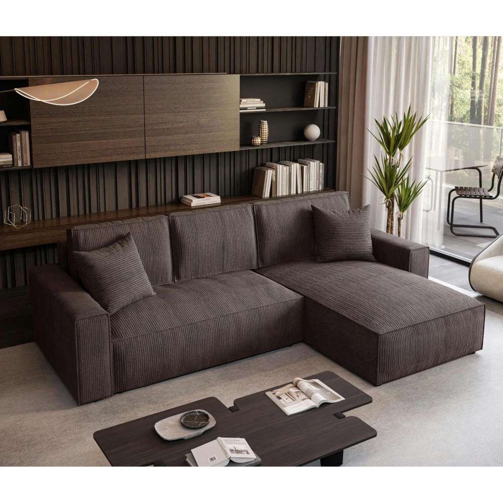 ECKSOFA Parys L braun - Schwarz/Braun, Kunststoff/Textil (290/185cm) - Beautysofa