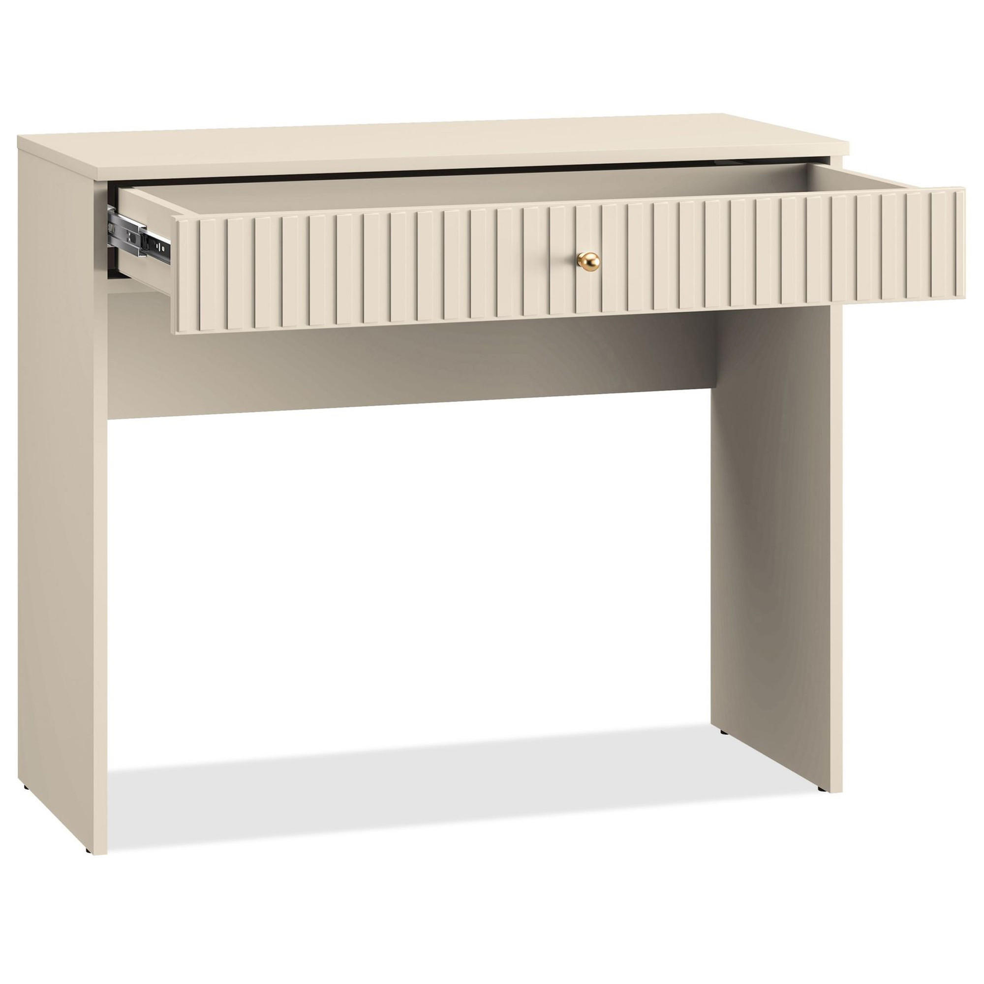 SCHMINKTISCH DROMA mit Spiegel,Creme - Creme, Holzwerkstoff (92/78/40cm) - KONSIMO®