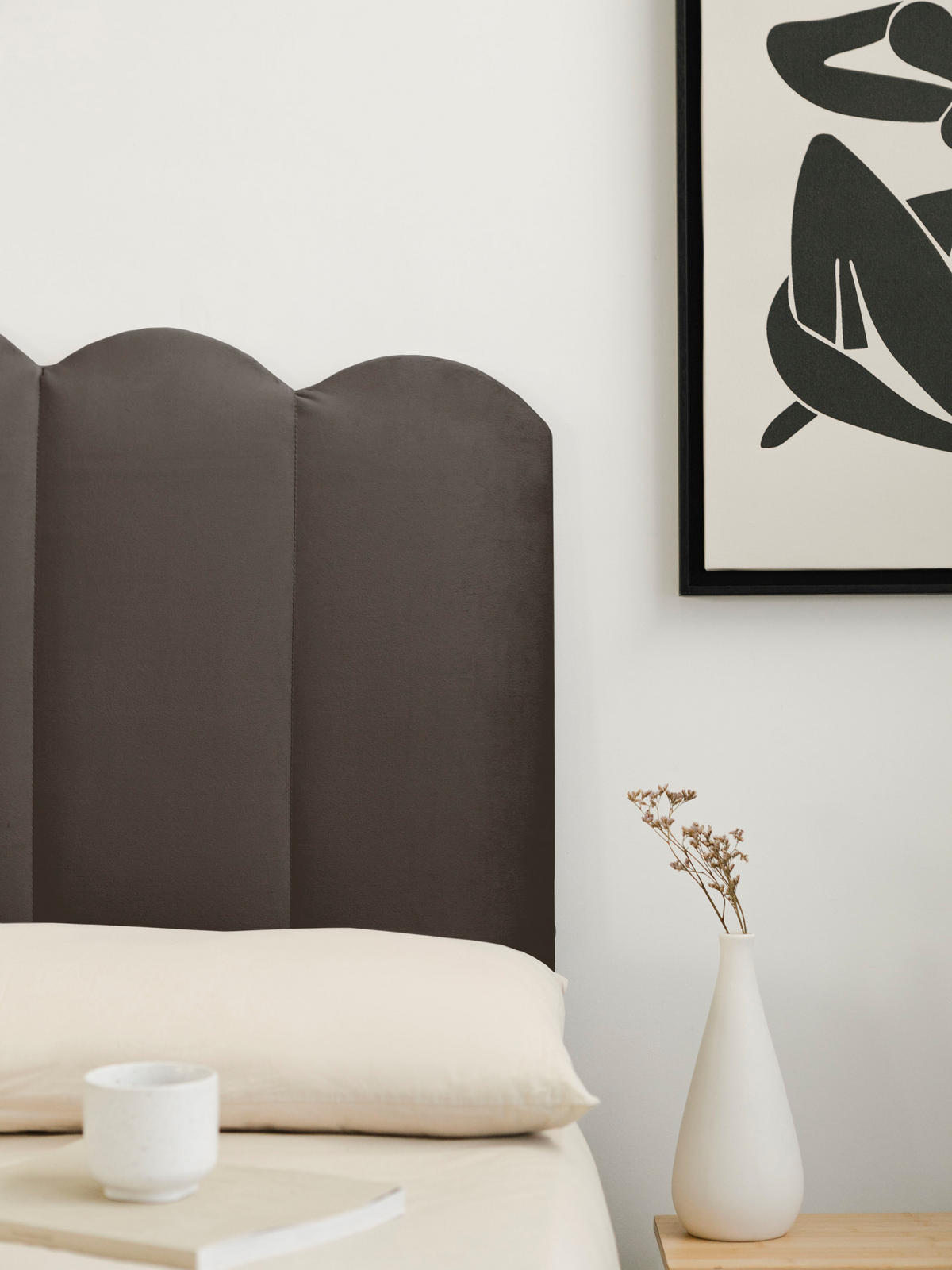 KOPFTEIL aus Erdfarbenes Samt 160/74/3 cm SHELL - Graubraun, Textil (160/74/3cm) - RNT By Really Nice Things