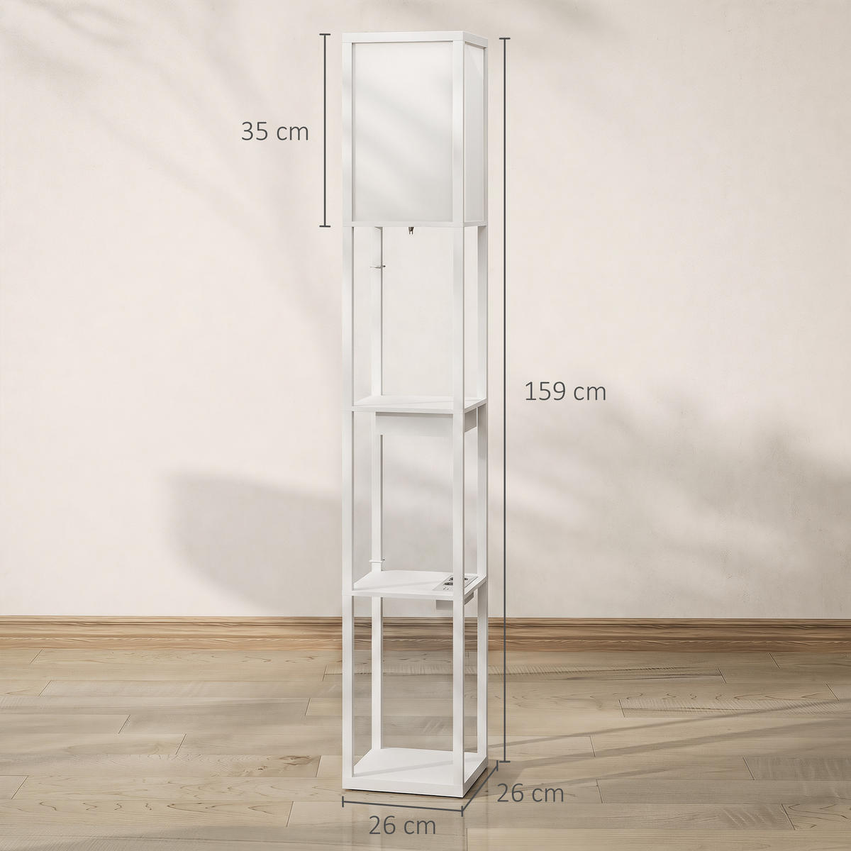STEHLAMPE MDF Kunststoff Weiß - Weiß, Holzwerkstoff (26/26/159cm) - HOMCOM