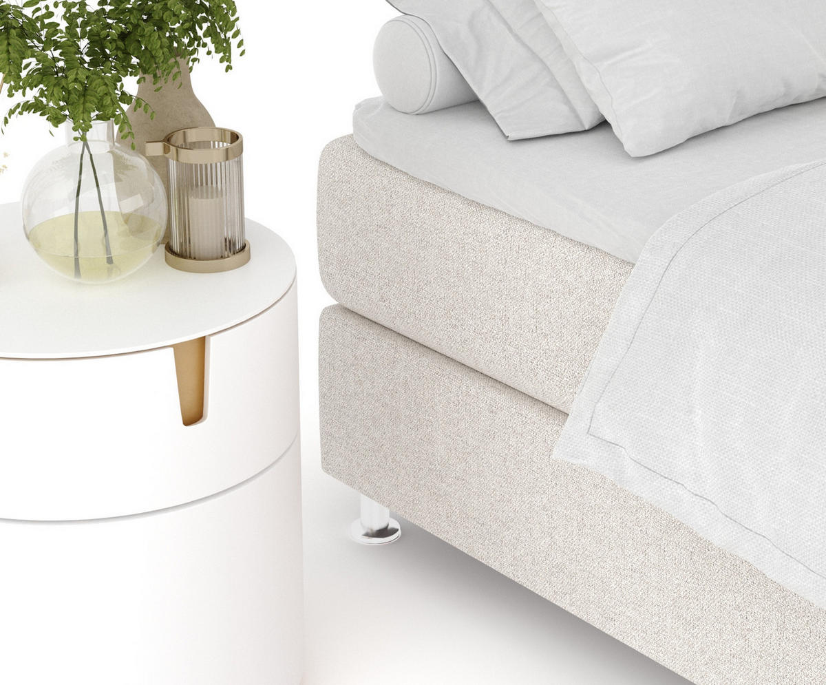 BOXSPRINGBETT Sub Hellbeige 140/200 cm mit Latex-Topper - Beige/Silberfarben, Holz/Holzwerkstoff (140/200cm) - Maison de Reve