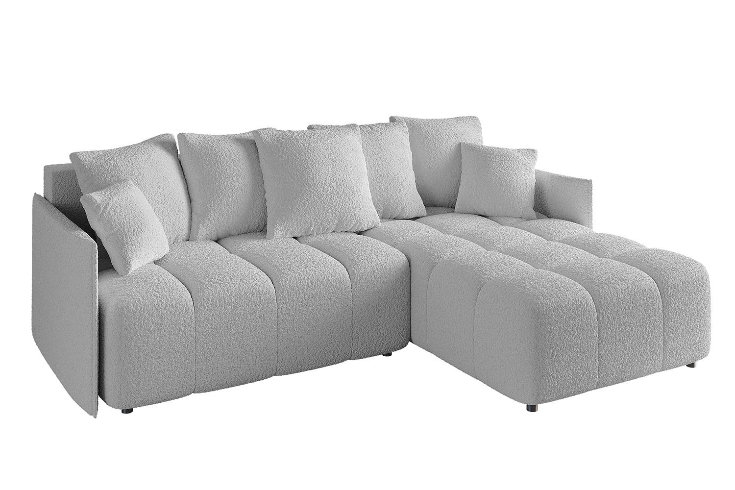 ECKSOFA Ottomane rechts LONLI-L 251x189x68 Hellgrau Bouclé - Hellgrau, Holzwerkstoff/Kunststoff (189/251cm) - ALTDECOR