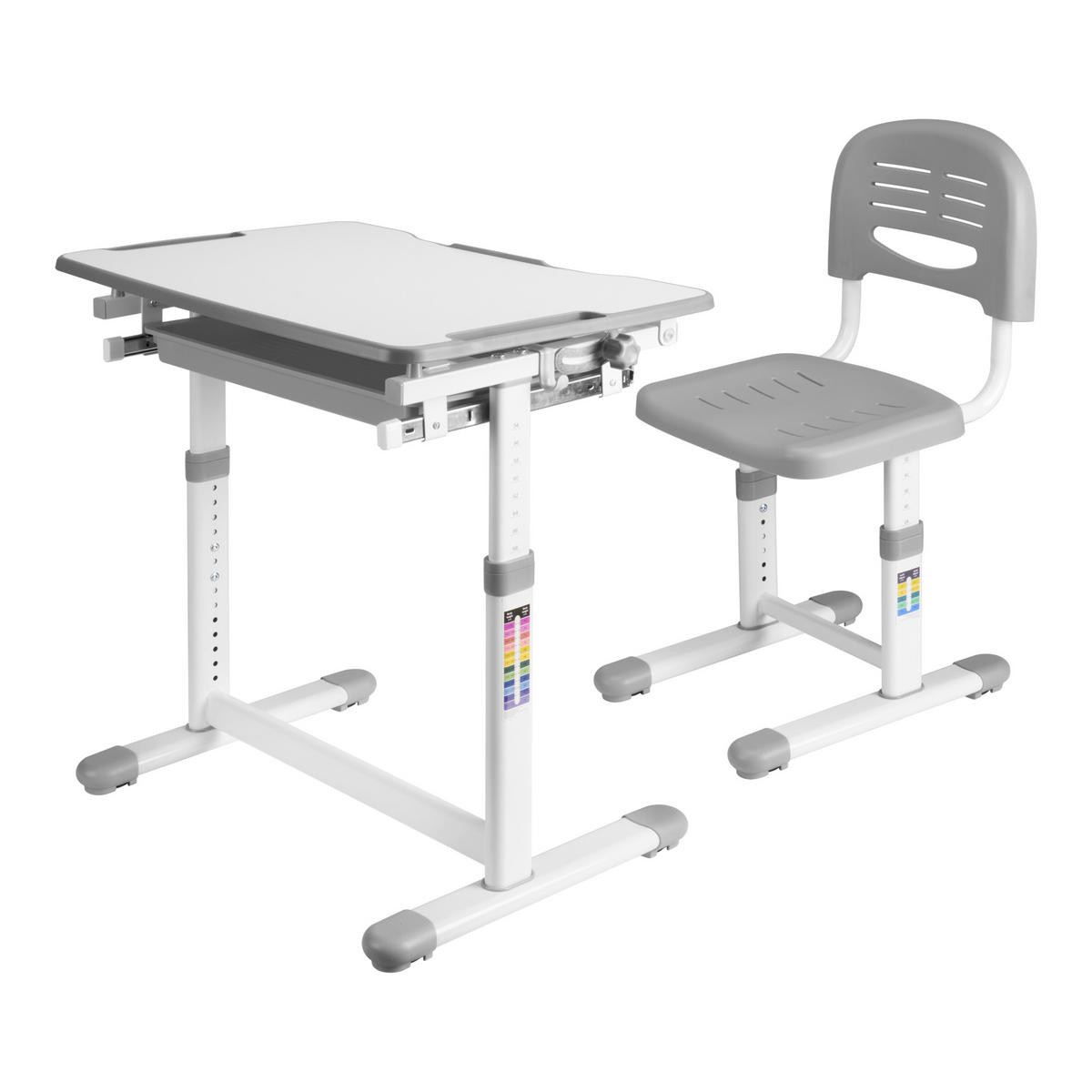 KINDERSCHREIBTISCH-SET 2 TLG. Sala - Weiß/Grau, Holzwerkstoff/Kunststoff (66.5/54/47.5cm) - [en.casa]