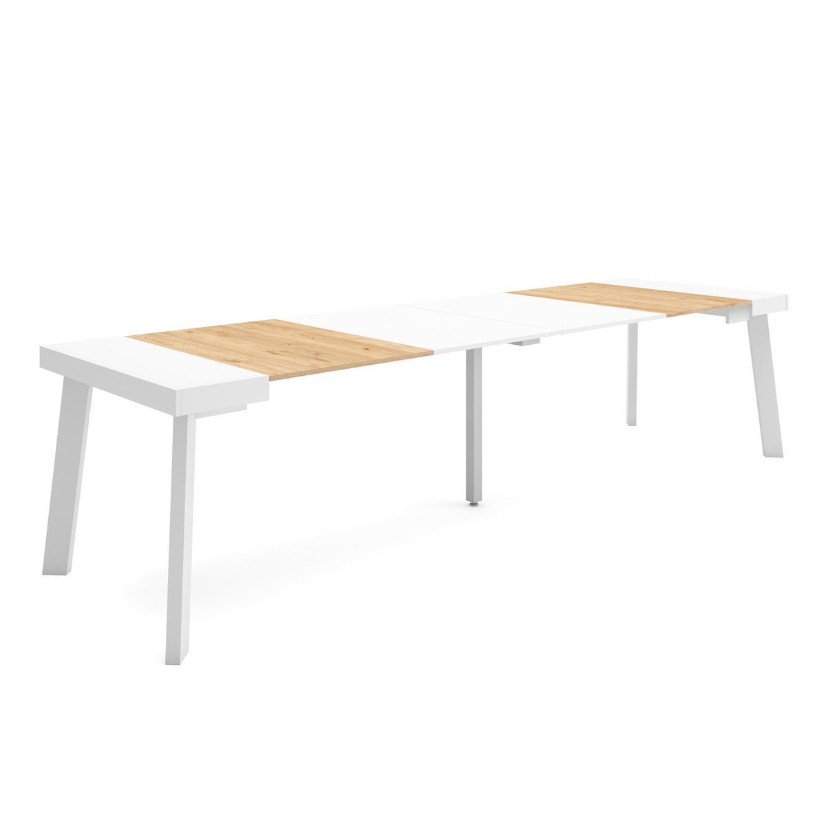 KONSOLENTISCH ausziehbar 58 bis 302cm, für 14 Gäste, eiche weiß, 90/58/73cm - Eichefarben/Weiß, Holzwerkstoff (90/302/73cm) - Skraut Home