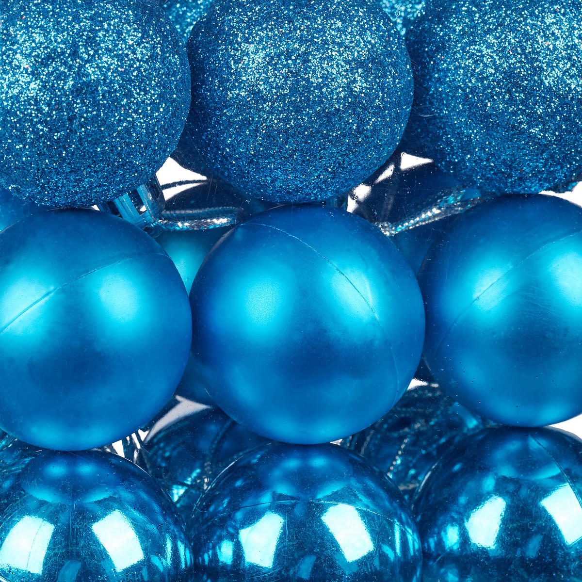 100XWEIHNACHTSKUGELN - Hellblau, Kunststoff (6/7/6cm) - Relaxdays