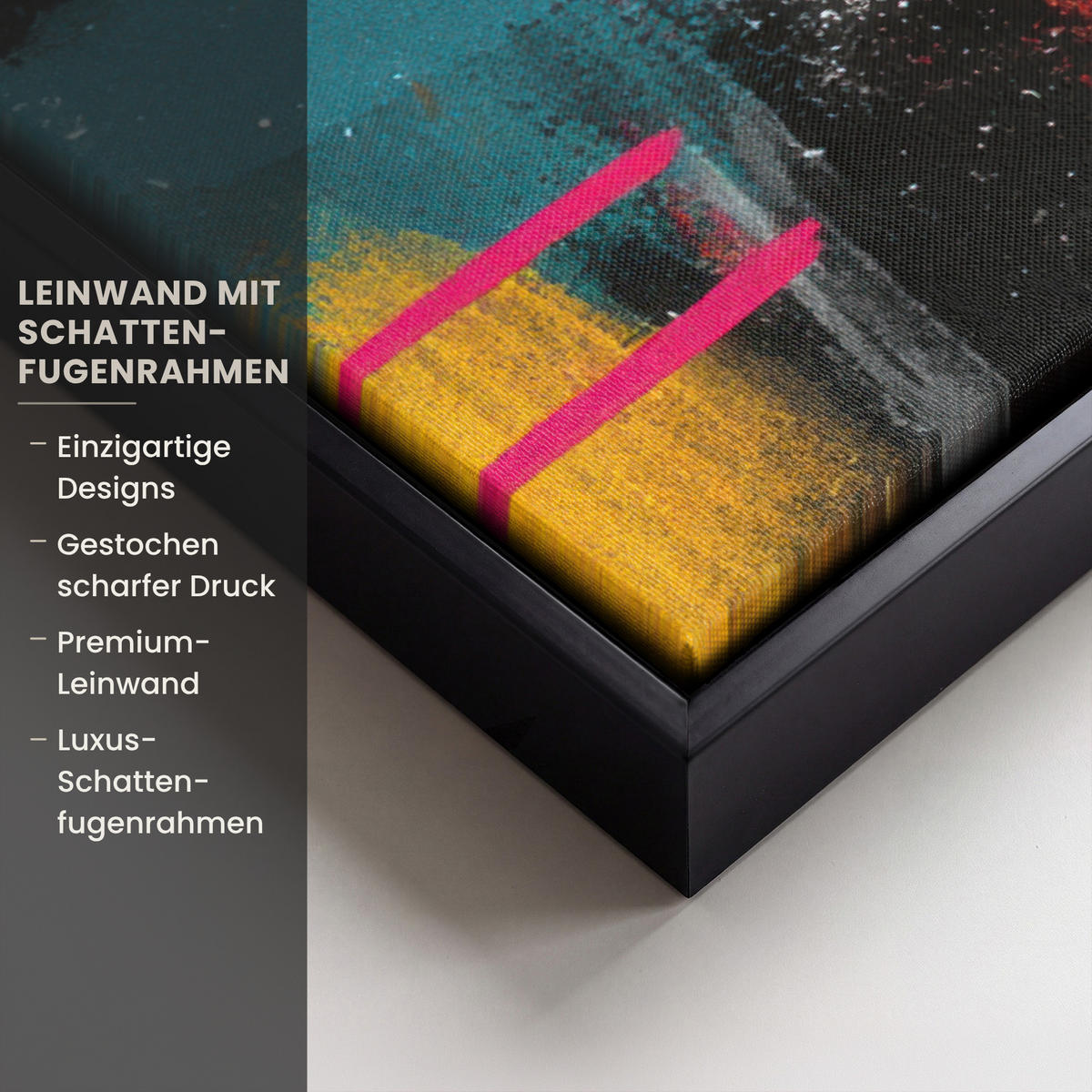 LEINWAND Bilder mit Rahmen - Farbflächen - Formen - Bunt - Abstrakt - 100x70 - Pink, Textil (100/70cm) - MuchoWow