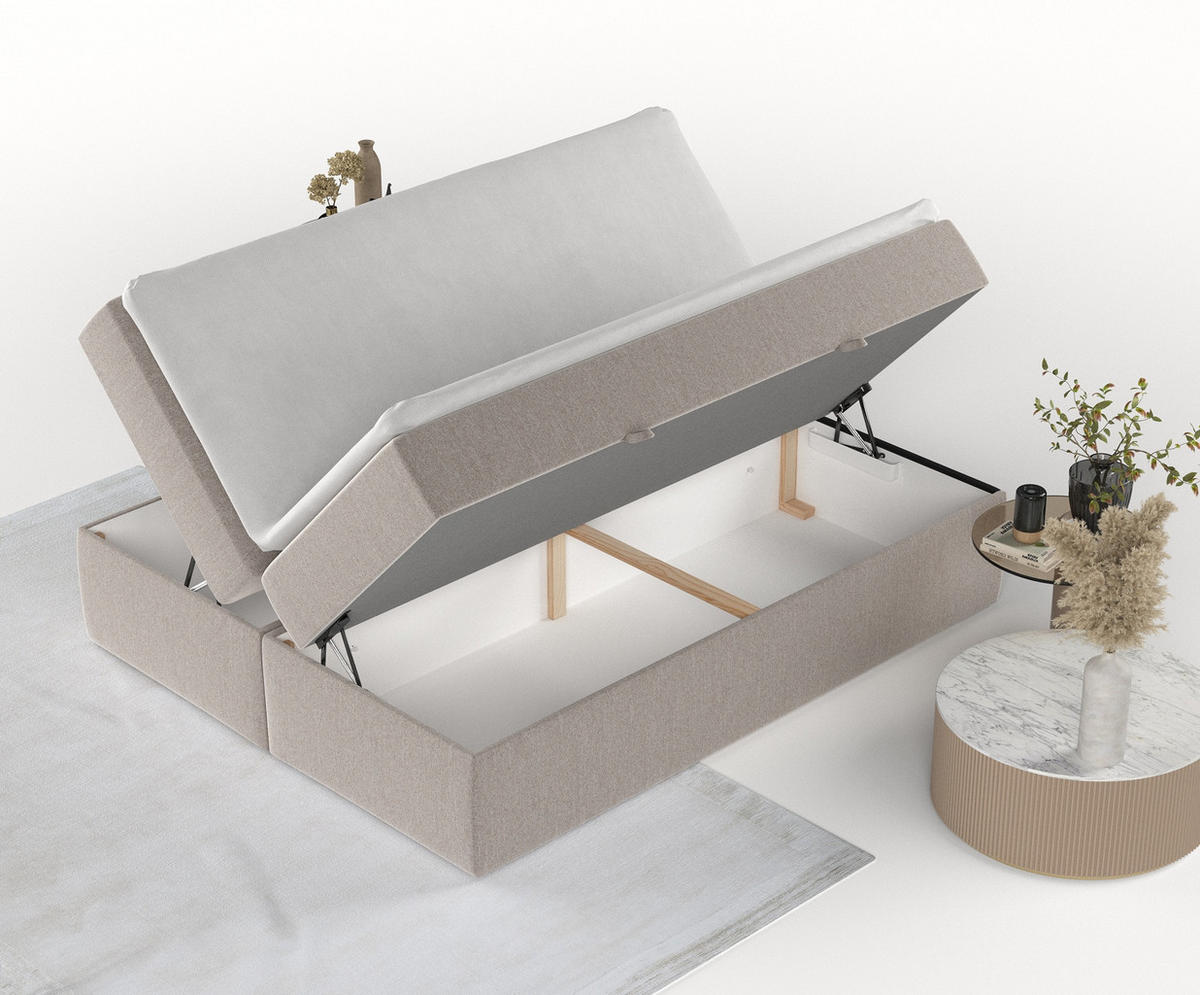 BOXBETT Yoko Hellbraun 200/200 cm - Hellbraun/Schwarz, Holz/Holzwerkstoff (200/200cm) - Maison de Reve