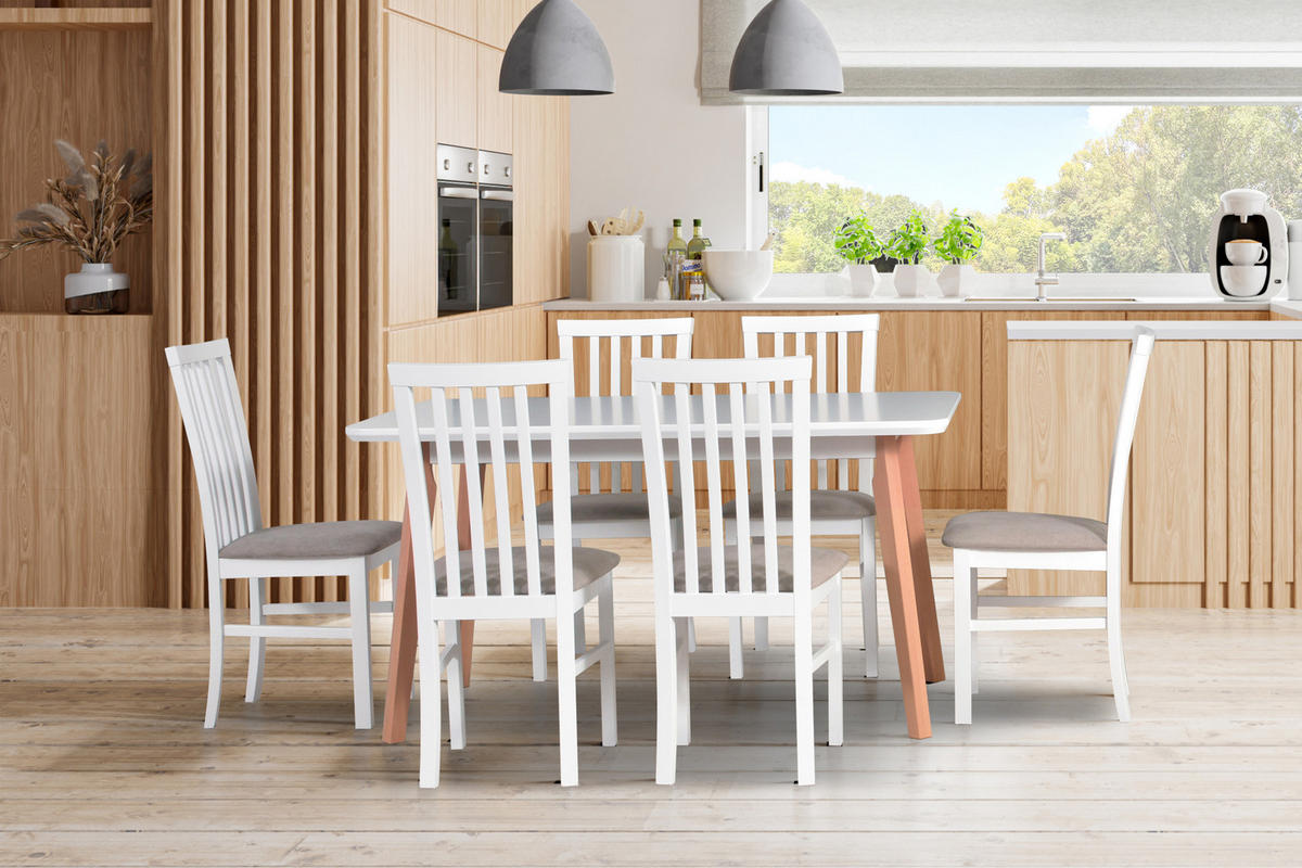 STUHL 2er Milano 1, weiss - Weiß, Holz (43/93/40cm) - Leaf Design