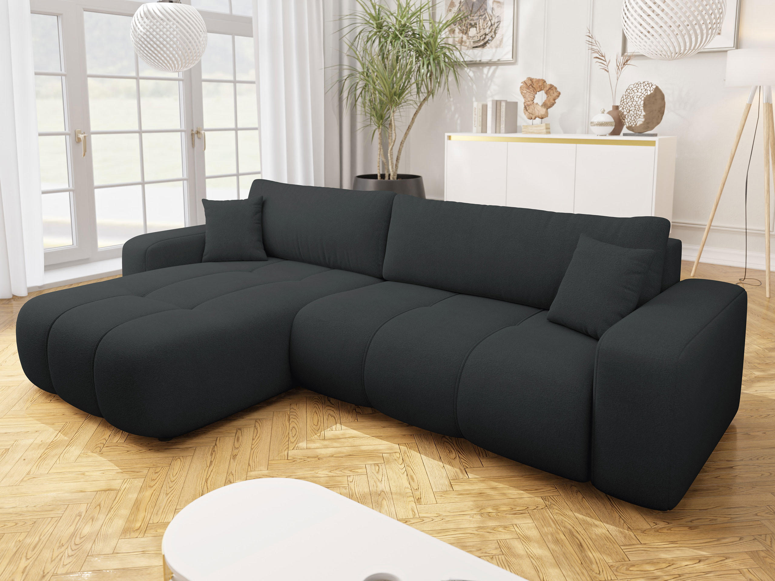ECKSOFA Furyn Maxi - Schwarz, Holz/Kunststoff (274/145cm) - MIRJAN24