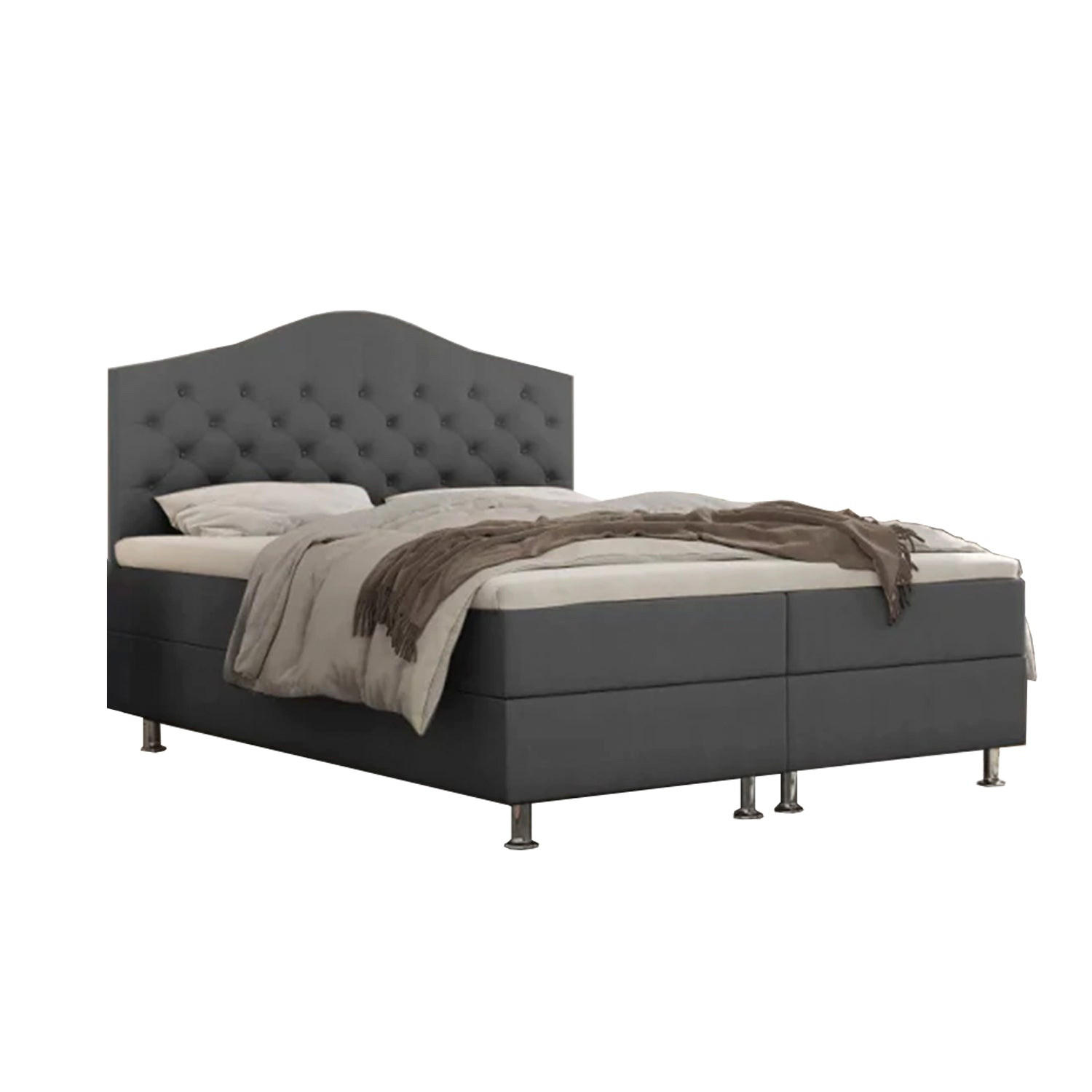 BOXBETT Glamour Bonellfederkern inkl. 7-Zonen Topper T-30 - BOXBETT mit Bettkasten - Graphitfarben, Holz/Holzwerkstoff (180/200cm) - Best For Home