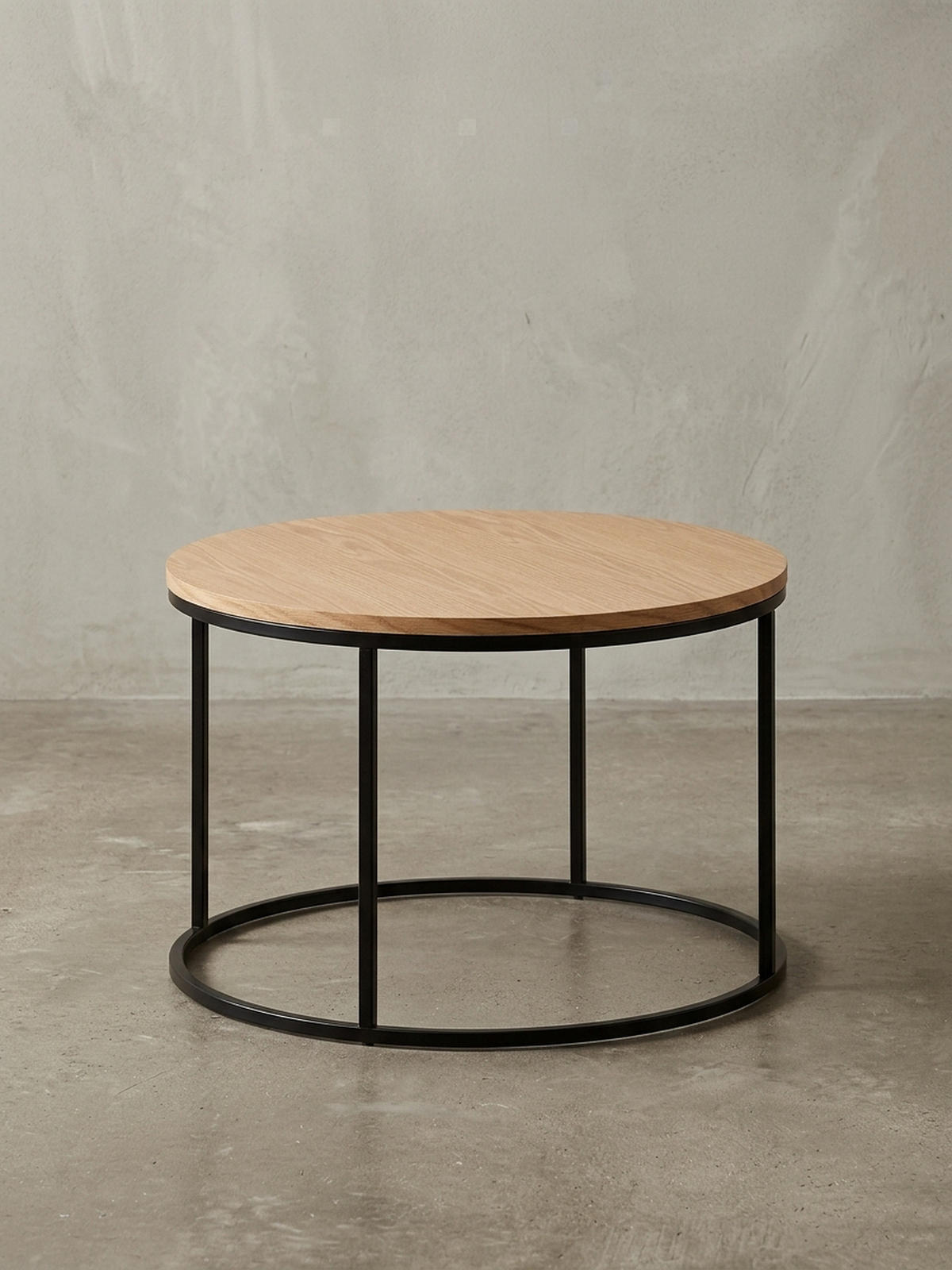 COUCHTISCH Rund in Eichefarben, Holz-Metall-Kombination, Modernes Design, Maße: 70x70x45 cm - Schwarz/Braun, Metall (70/70/45cm) - KADIMA DESIGN