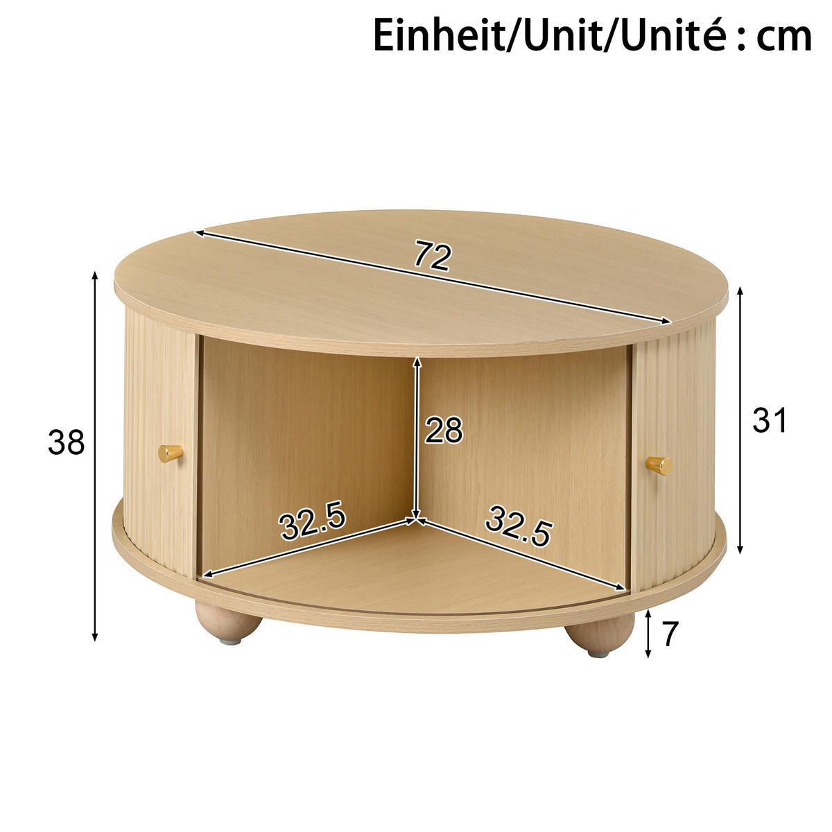 TV-ELEMENT2TLG Couchtisch und Set 180cmReliefoptik mit Schiebetüren Natur - Naturfarben, Holz (82.5/10.01/97cm) - Raelunyi