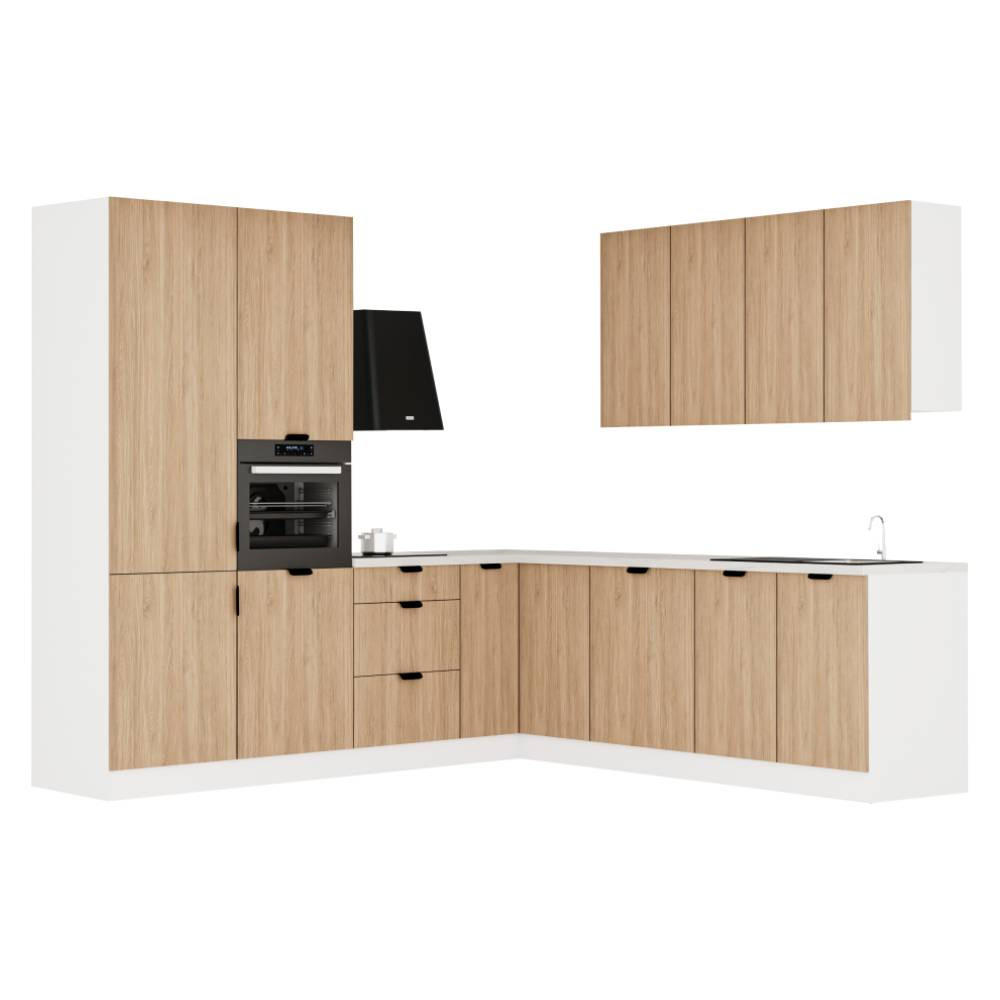 WINKELKÜCHE 265 x 225 cm - Sorento KS15-M265 - in Sonoma Eiche / Weiß - Weiß/Sonoma Eiche, Holz (490/247/52cm)