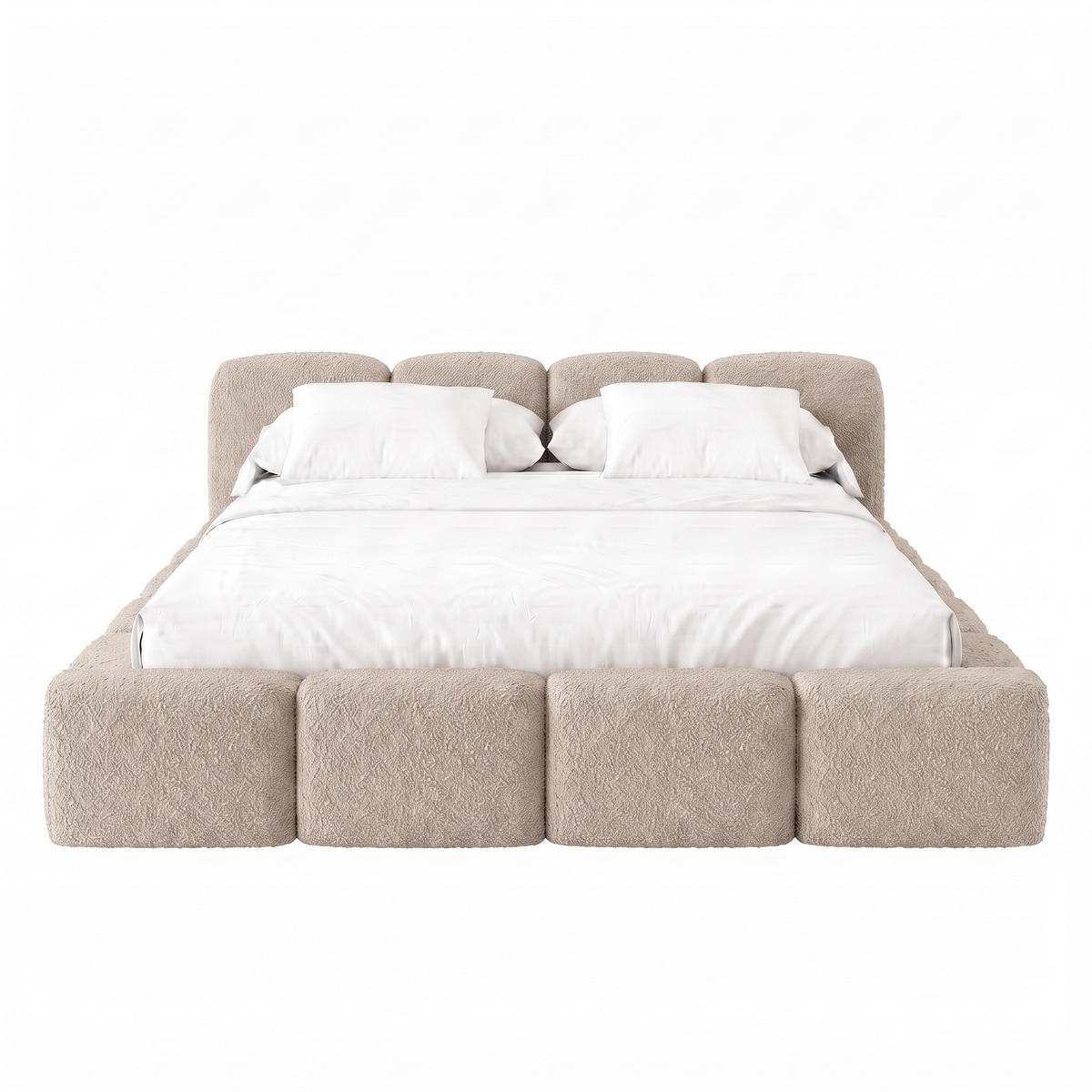 POLSTERBETT SUENO 180x200 cm in Beige, gepolstertes Kopfteil, Metalllattenrost, Bettkasten, Bouclé-Stoff - Beige/Naturfarben, Holz/Textil (180/200cm) - Muffo