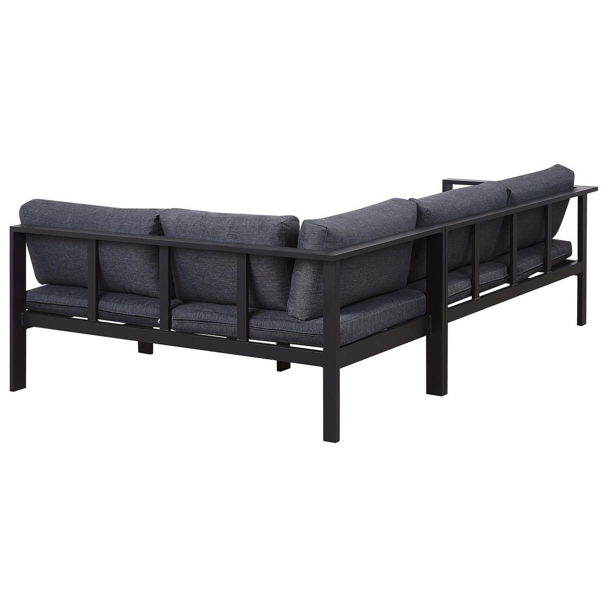 LOUNGE SET 5-Sitzer schwarz Auflagen grau Messina - Schwarz/Grau, Metall - Beliani
