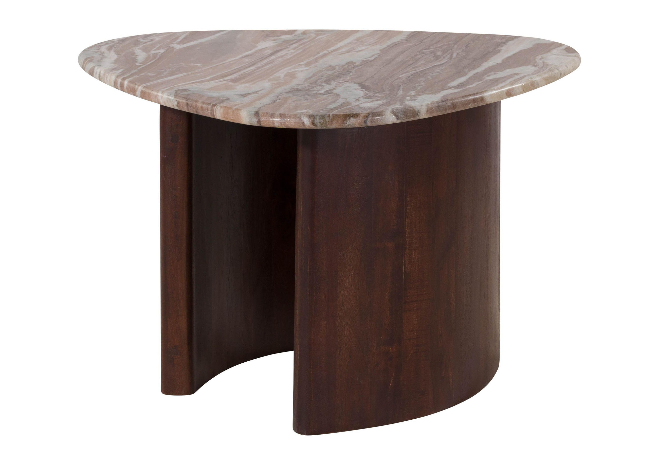 COUCHTISCH Akazie 70x65x35 braun lackiert / Marmor beige ORGANIC COLLECTION #35 - Braun, Holz (65/70/35cm) - Massivmoebel24