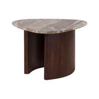 COUCHTISCH Akazie 70x65x35 braun lackiert / Marmor beige ORGANIC COLLECTION #35 - Braun, Holz (65/70/35cm) - Massivmoebel24