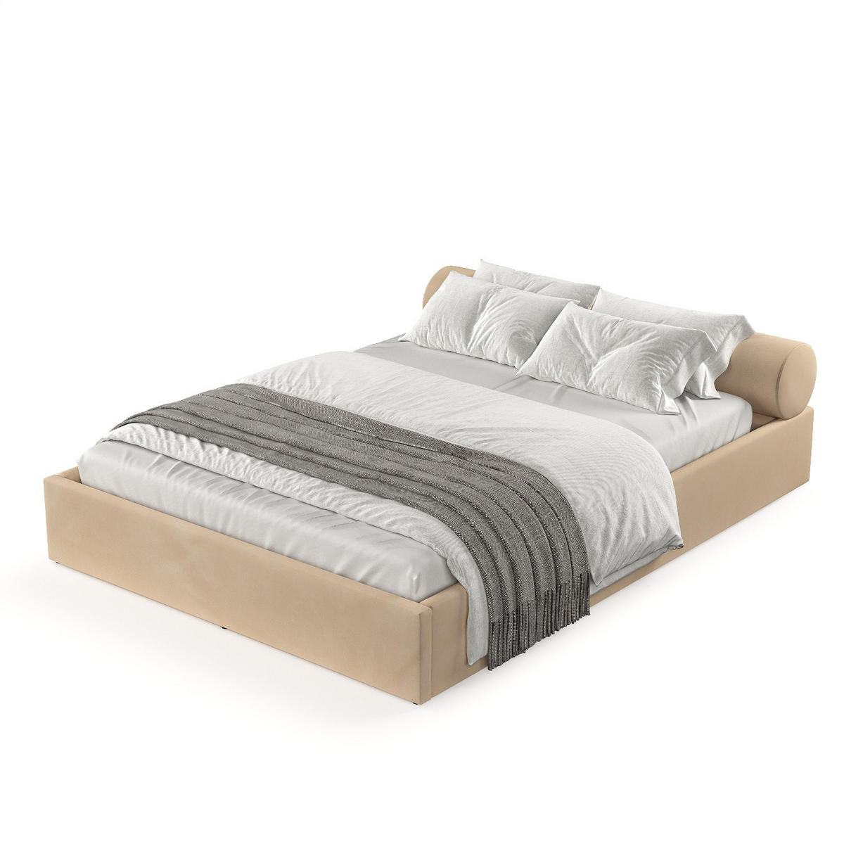POLSTERBETT Solvo mit Stauraum 200/200 cm Hellbeige im Kronos Stoff - Beige/Schwarz, Holz/Holzwerkstoff (200/200cm) - AltaBeds