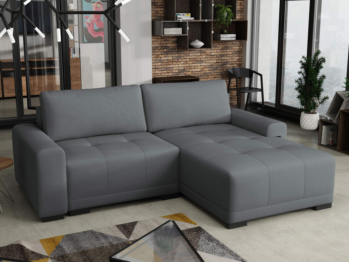 ECKSOFA Milton - Schwarz/Grau, Holz/Textil (237/180cm) - MIRJAN24