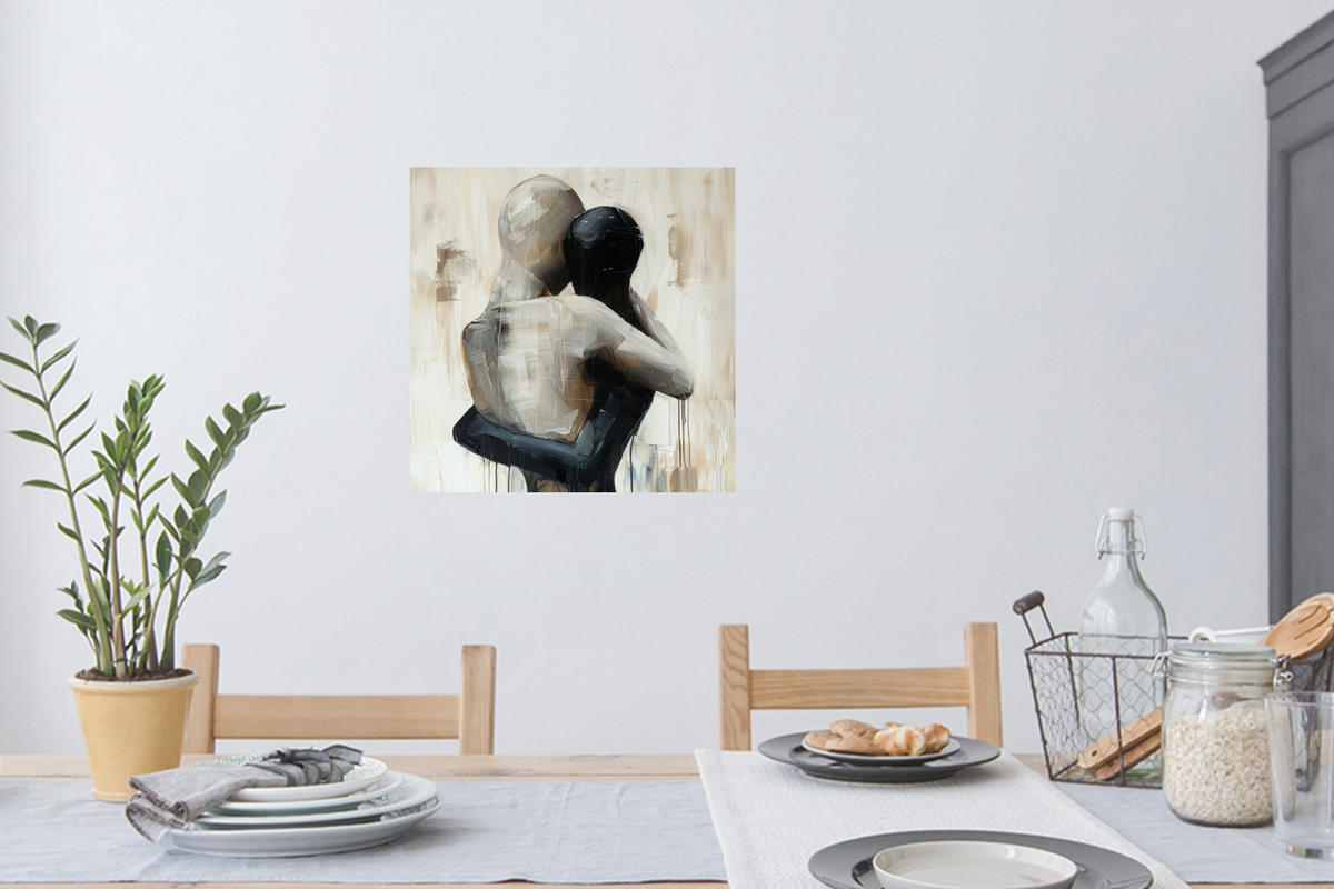 WANDTATTOO Abstrakt - Liebe - Schwarz und weiß - Modern 50x50 cm - Schwarz, Kunststoff (50/50/0.1cm) - MuchoWow